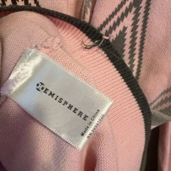 Hemisphere 89 size large men’s Pink and Gray Geometric Sweater 100% cotton - Picture 4 of 7